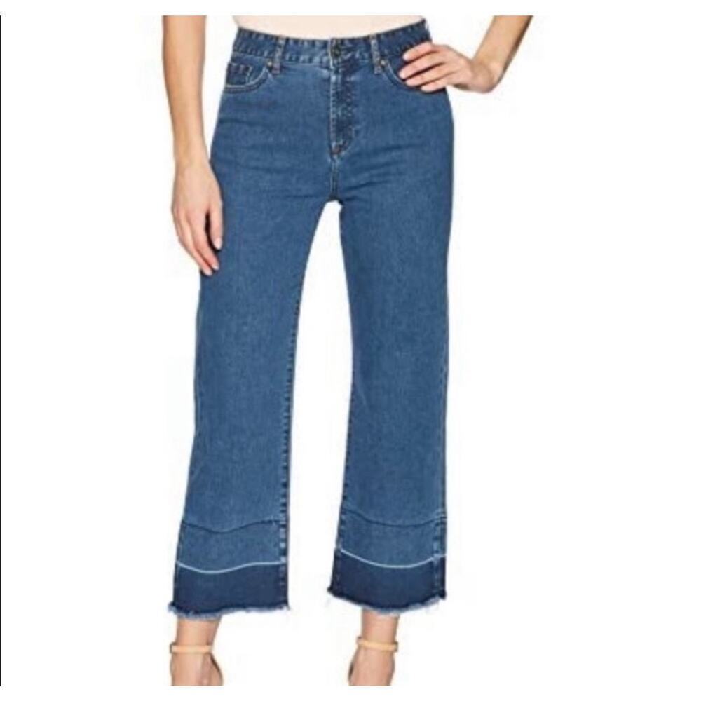 Evidnt Anthropologie Malibu Flare Leg Release Hem High Rise Blue Jeans 26 NWT